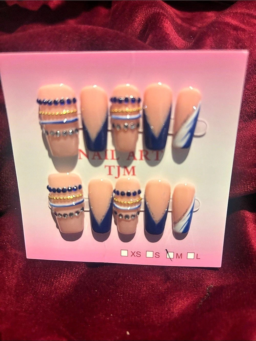 Nail Art TJM Blue & Pink Press-On Nails